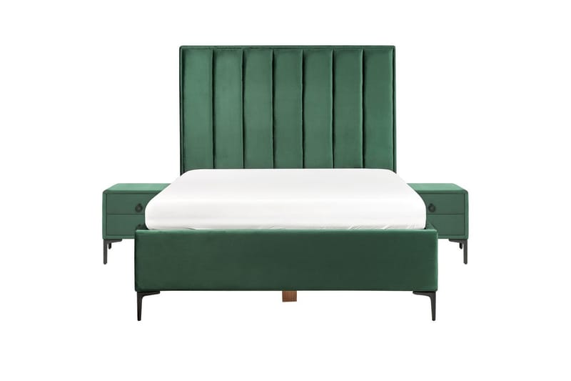 Sovrumsset Sezanne Grön/Svart, 140x200 cm, Sammet - Grön/Svart, 140x200 cm, Sammet - Möbler - Sovrum - Möbelset för sovrum