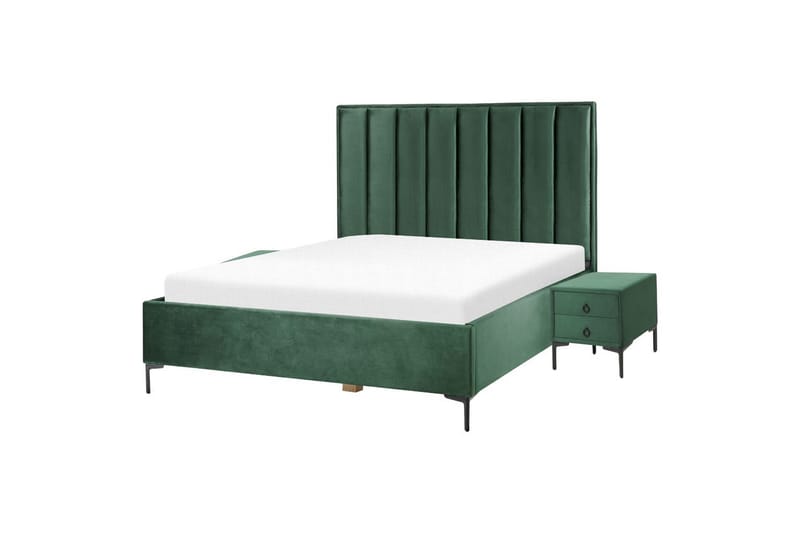 Sovrumsset Sezanne Grön/Svart, 160x200 cm, Sammet - Grön/Svart, 160x200 cm, Sammet - Möbler - Sovrum - Möbelset för sovrum