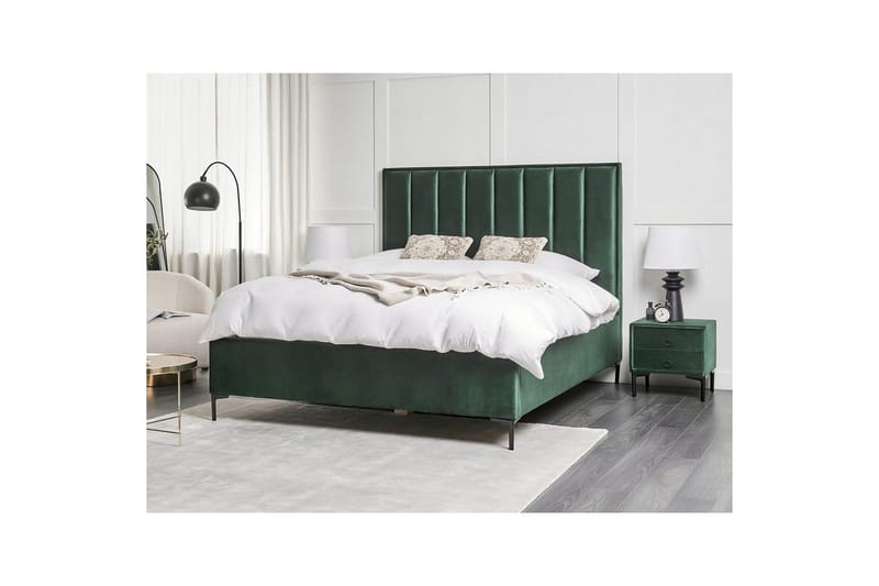 Sovrumsset Sezanne Grön/Svart, 160x200 cm, Sammet - Grön/Svart, 160x200 cm, Sammet - Möbler - Sovrum - Möbelset för sovrum