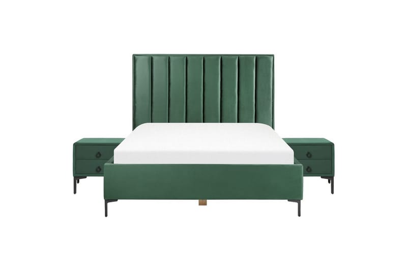 Sovrumsset Sezanne Grön/Svart, 160x200 cm, Sammet - Grön/Svart, 160x200 cm, Sammet - Möbler - Sovrum - Möbelset för sovrum