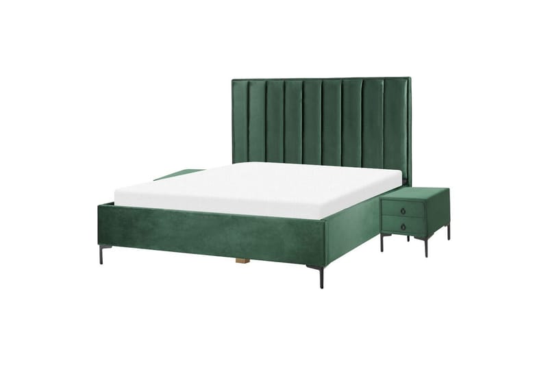 Sovrumsset Sezanne Grön/Svart, 180x200 cm, Sammet - Grön/Svart, 180x200 cm, Sammet - Möbler - Sovrum - Möbelset för sovrum