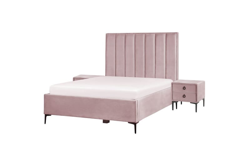 Sovrumsset Sezanne Rosa/Svart, 140x200 cm, Sammet - Rosa/Svart, 140x200 cm, Sammet - Möbler - Sovrum - Möbelset för sovrum
