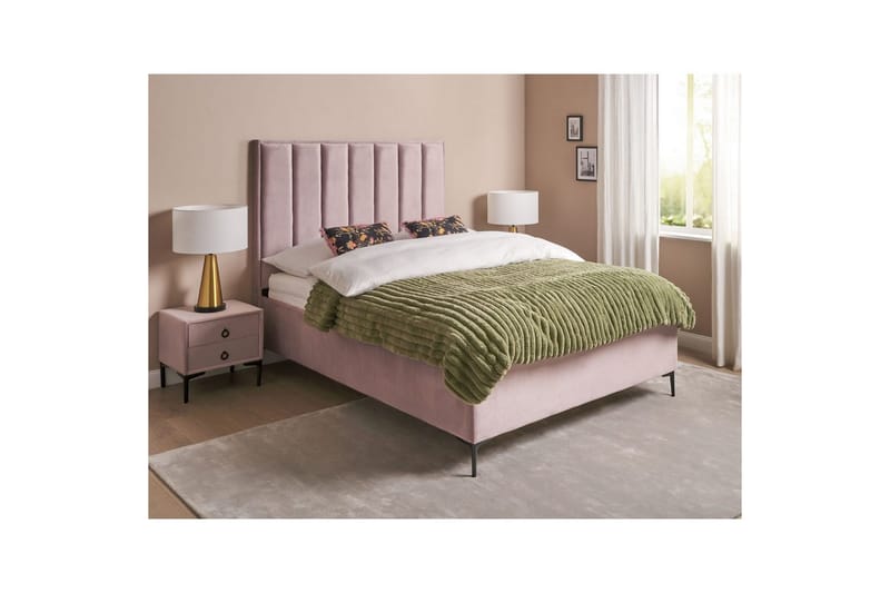 Sovrumsset Sezanne Rosa/Svart, 140x200 cm, Sammet - Rosa/Svart, 140x200 cm, Sammet - Möbler - Sovrum - Möbelset för sovrum