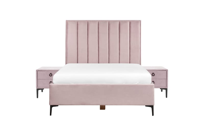 Sovrumsset Sezanne Rosa/Svart, 140x200 cm, Sammet - Rosa/Svart, 140x200 cm, Sammet - Möbler - Sovrum - Möbelset för sovrum