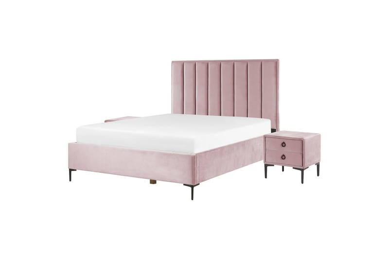 Sovrumsset Sezanne Rosa/Svart, 160x200 cm, Sammet - Rosa/Svart, 160x200 cm, Sammet - Möbler - Sovrum - Möbelset för sovrum