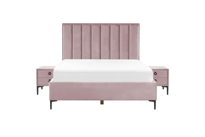 Sovrumsset Sezanne Rosa/Svart, 160x200 cm, Sammet - Rosa/Svart, 160x200 cm, Sammet - Möbler - Sovrum - Möbelset för sovrum