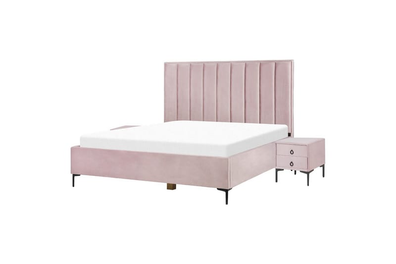 Sovrumsset Sezanne Rosa/Svart, 180x200 cm, Sammet - Rosa/Svart, 180x200 cm, Sammet - Möbler - Sovrum - Möbelset för sovrum