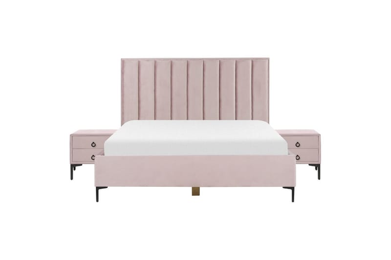 Sovrumsset Sezanne Rosa/Svart, 180x200 cm, Sammet - Rosa/Svart, 180x200 cm, Sammet - Möbler - Sovrum - Möbelset för sovrum