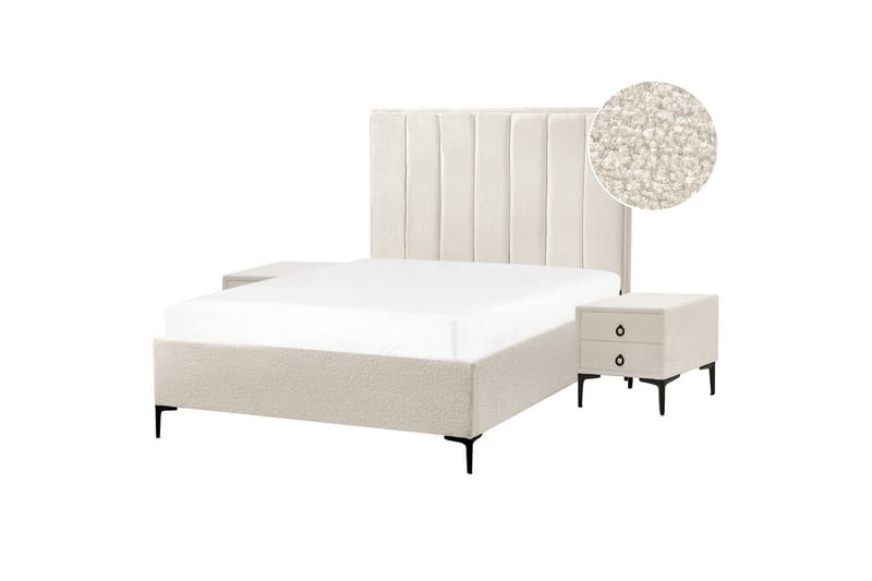 Sovrumsset Sezanne Vit/Svart, 140x200 cm, Bouclé - Vit/Svart, 140x200 cm, Bouclé - Möbler - Sovrum - Möbelset för sovrum