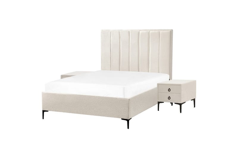 Sovrumsset Sezanne Vit/Svart, 140x200 cm, Bouclé - Vit/Svart, 140x200 cm, Bouclé - Möbler - Sovrum - Möbelset för sovrum