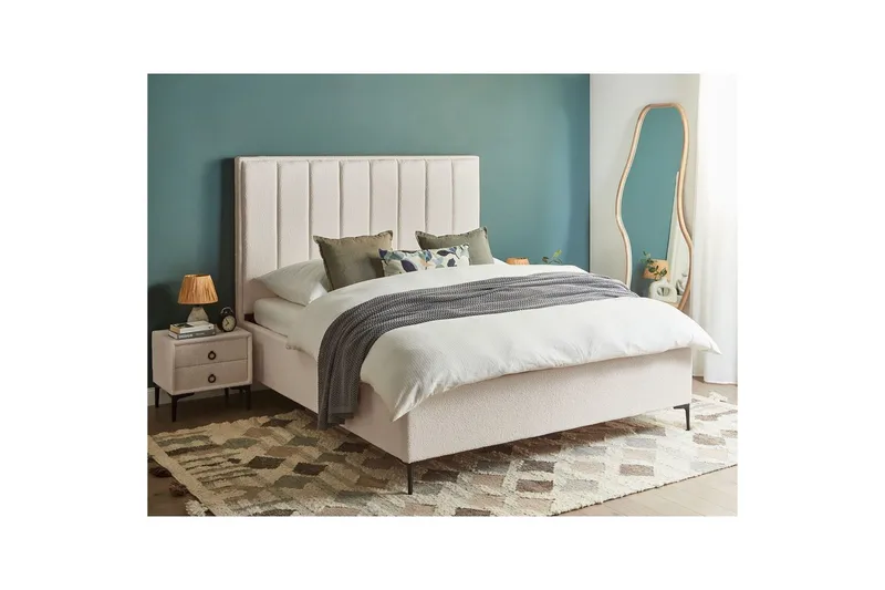 Sovrumsset Sezanne Vit/Svart, 160x200 cm, Bouclé - Vit/Svart, 160x200 cm, Bouclé - Möbler - Sovrum - Möbelset för sovrum