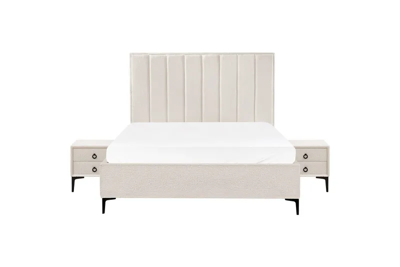 Sovrumsset Sezanne Vit/Svart, 160x200 cm, Bouclé - Vit/Svart, 160x200 cm, Bouclé - Möbler - Sovrum - Möbelset för sovrum