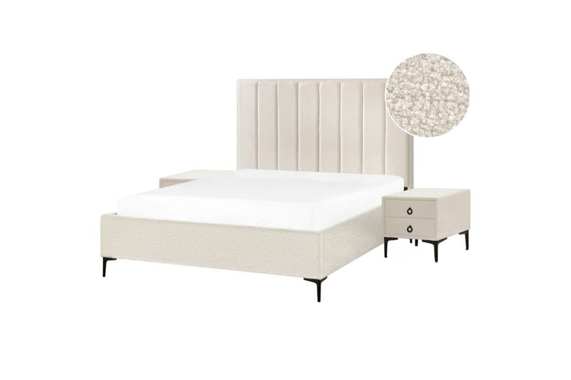 Sovrumsset Sezanne Vit/Svart, 160x200 cm, Bouclé - Vit/Svart, 160x200 cm, Bouclé - Möbler - Sovrum - Möbelset för sovrum