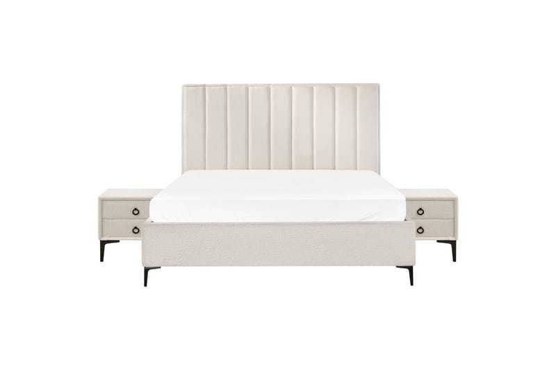 Sovrumsset Sezanne Vit/Svart, 180x200 cm, Bouclé - Vit/Svart, 180x200 cm, Bouclé - Möbler - Sovrum - Möbelset för sovrum
