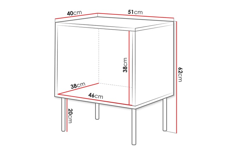 Stintino Sängbord 51 cm - Svart/Brun - Möbler - Sovrum - Sängbord