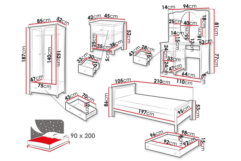Storys Möbelset För Sovrum - Vit - Möbler - Sovrum - Möbelset för sovrum
