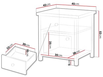 Storys sängbord 45x52 cm - Beige, ek - Möbler - Sovrum - Sängbord