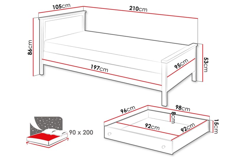 Storys Sängram 200x90 cm - Vit - Möbler - Sovrum - Sängram & sängstomme