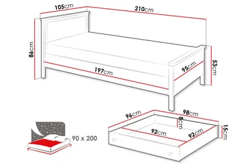 Storys Sängram 200x90 cm - Vit - Möbler - Sovrum - Sängram & sängstomme