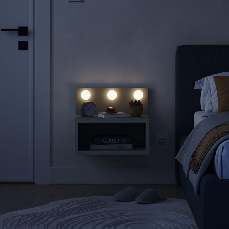 Sumira Vägghängt Sängbord 40 cm, Förvaring med Hylla och LED-belysning - Grön - Möbler - Sovrum - Sängbord