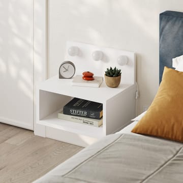 Sumira Vägghängt Sängbord 40 cm, Förvaring med Hylla och LED-belysning - Vit - Möbler - Sovrum - Sängbord