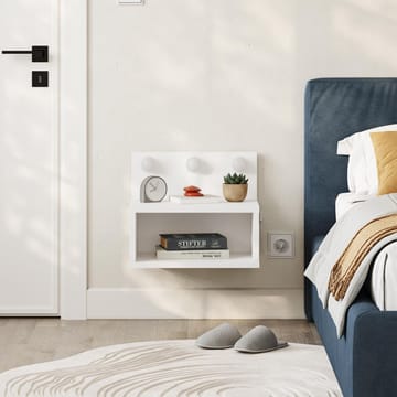 Sumira Vägghängt Sängbord 40 cm, Förvaring med Hylla och LED-belysning - Vit - Möbler - Sovrum - Sängbord