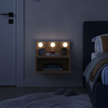 Sumira Vägghängt Sängbord 40 cm med Trä- och Ekutseende, Förvaring med Hylla och LED-belysning - Brun - Möbler - Sovrum - Sängbord