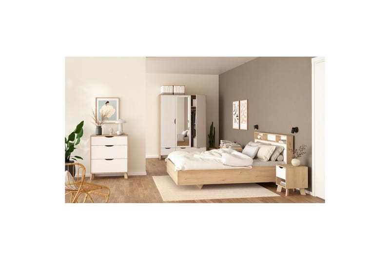 Sumita Sängbord 40 cm - Brun/Vit - Möbler - Sovrum - Sängbord