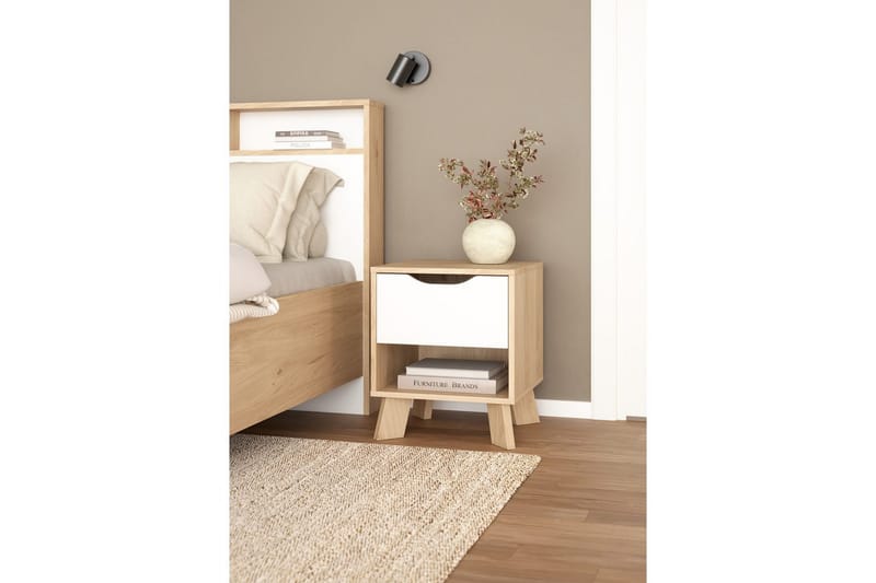 Sumita Sängbord 40 cm - Brun/Vit - Möbler - Sovrum - Sängbord