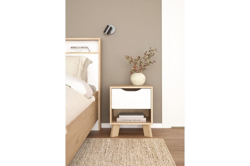 Sumita Sängbord 40 cm - Brun/Vit - Möbler - Sovrum - Sängbord