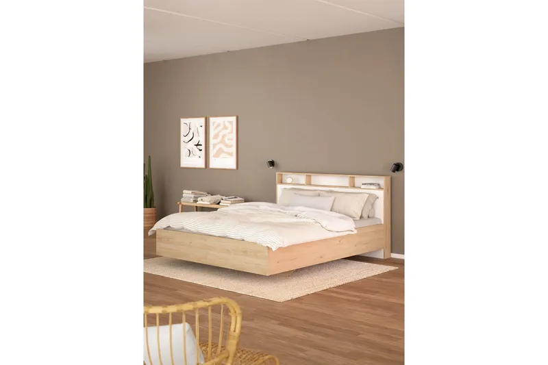 Sumita Sängram 140x190 cm - Natur/Vit - Möbler - Sovrum - Sängram & sängstomme