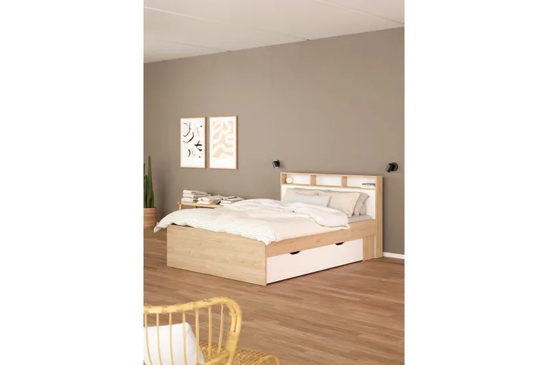 Sumita Sängram 140x190 cm - Natur/Vit - Möbler - Sovrum - Sängram & sängstomme