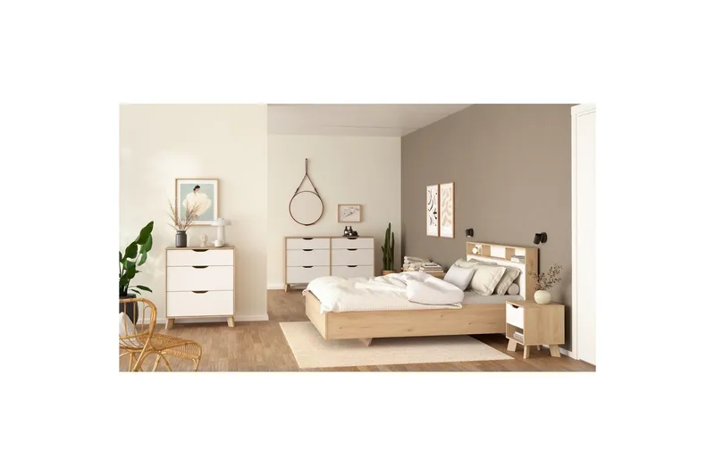 Sumita Sängram 140x190 cm - Natur/Vit - Möbler - Sovrum - Sängram & sängstomme