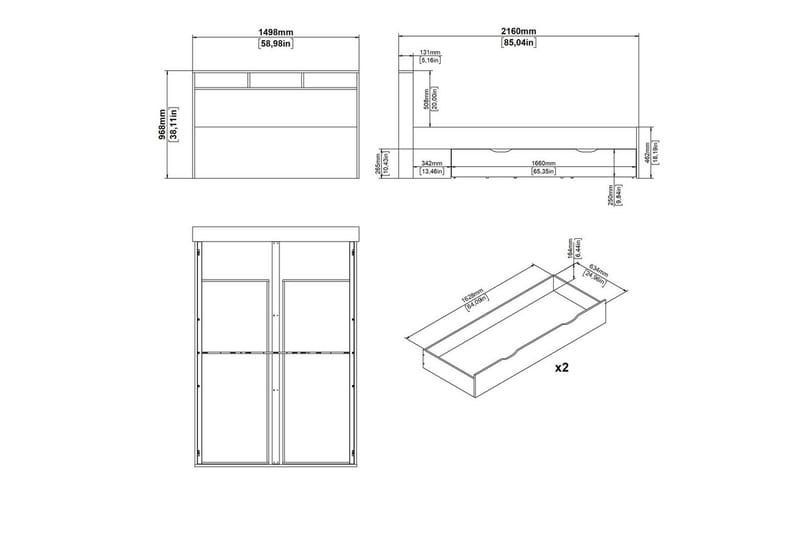 Sumita Sängram 140x200 cm - Natur/Vit - Möbler - Sovrum - Sängram & sängstomme