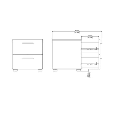 Suntia Nattduksbord med 2 lådor 40x40x42 cm - Möbler - Sovrum - Sängbord