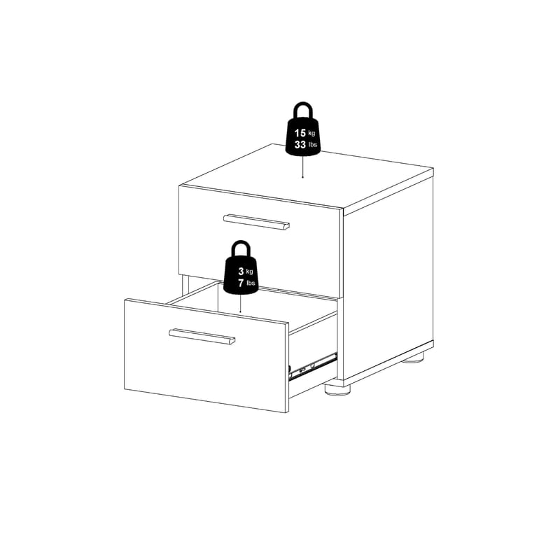 Suntia Nattduksbord med 2 lådor 40x40x42 cm - Möbler - Sovrum - Sängbord
