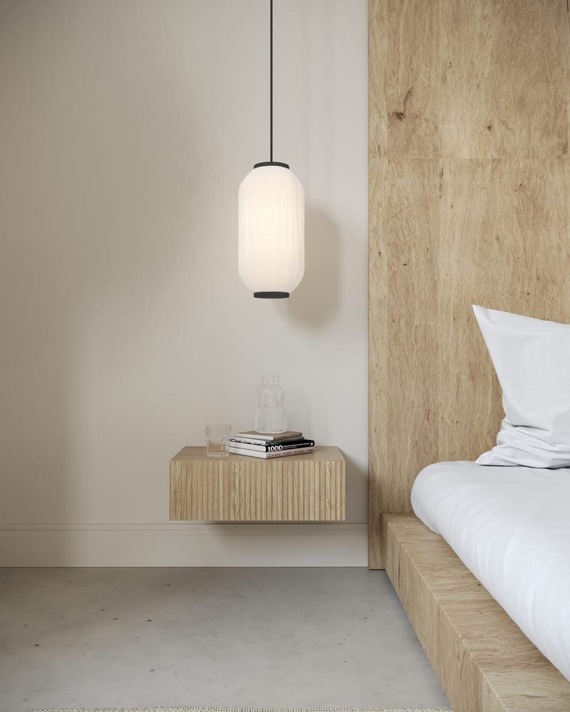 Takayo Vägghängt Sängbord 50 cm med Trä- och Ekutseende, Förvaring med Låda - Beige - Möbler - Sovrum - Sängbord