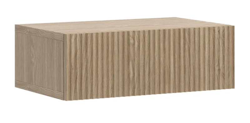 Takayo Vägghängt Sängbord & Nattduksbord 50 cm i Ek med Låda, Beige