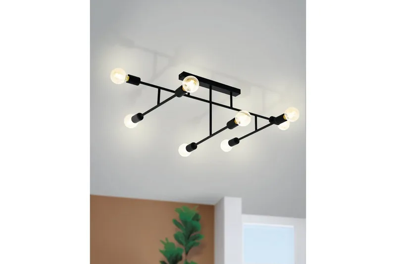 Taklampa Eglo Belsiana med 8 Lampor - Svart - Möbler - Sovrum - Sovrumslampa