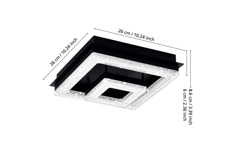 Taklampa Eglo Fradelo 1 240x240 mm - Svart/Grå - Möbler - Sovrum - Sovrumslampa