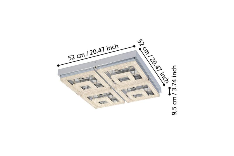 Taklampa Eglo Fradelo 520x520 mm - Krom/Grå - Möbler - Sovrum - Sovrumslampa