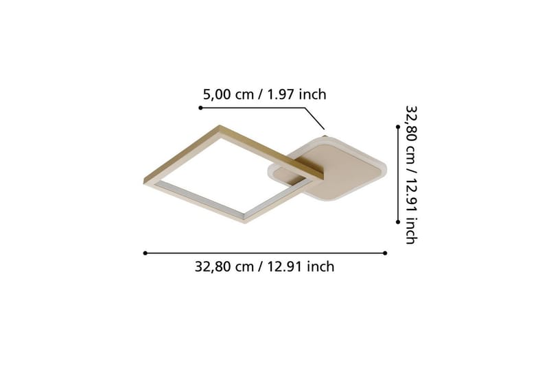 Taklampa Eglo Gafares Kvadrat Guldfärgad/Vit - Guld/Vit - Möbler - Sovrum - Sovrumslampa