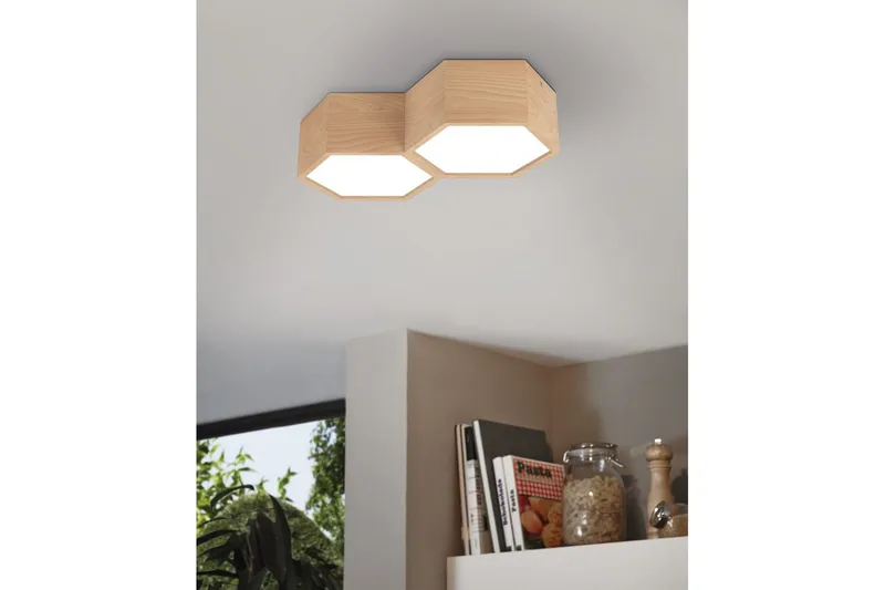 Taklampa Eglo Mirlas med 2 Lampor - Vit/Brun - Möbler - Sovrum - Sovrumslampa