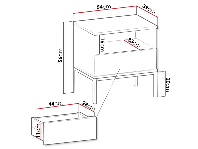 Tenorio Sängbord 54 cm - Beige - Möbler - Sovrum - Sängbord