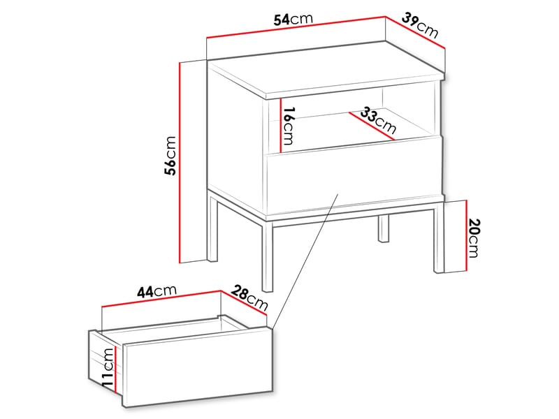Tenorio Sängbord 54 cm - Beige - Möbler - Sovrum - Sängbord