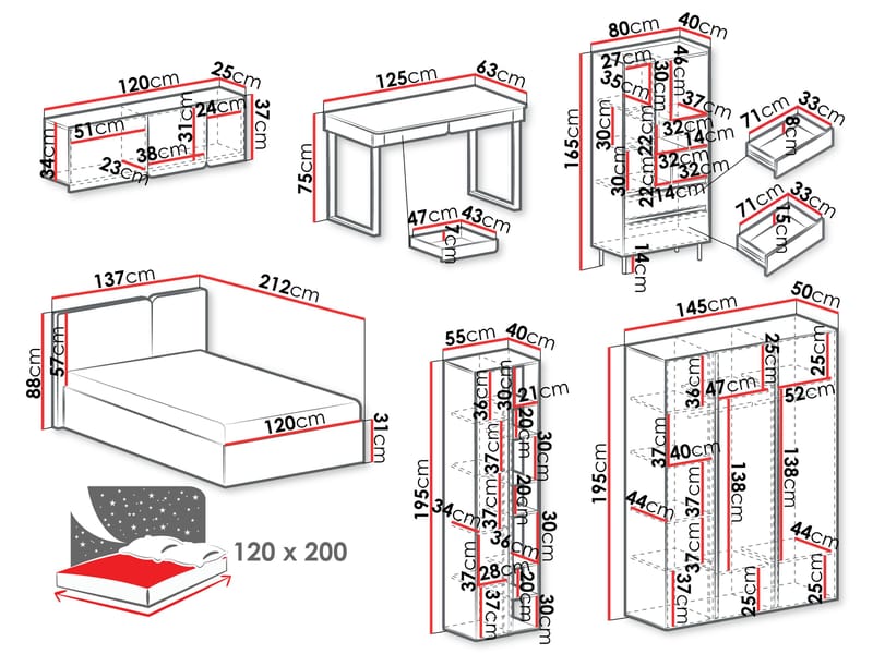Travic Möbelset för Sovrum - Möbler - Sovrum - Möbelset för sovrum