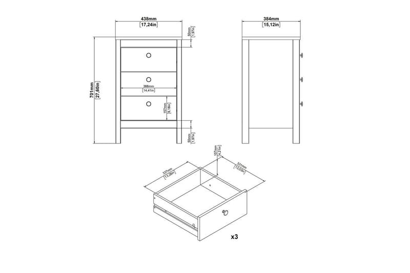 Vallvidera Sängbord 44 cm - Beige - Möbler - Sovrum - Sängbord