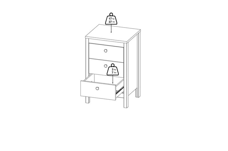 Vallvidera Sängbord 44 cm - Beige - Möbler - Sovrum - Sängbord