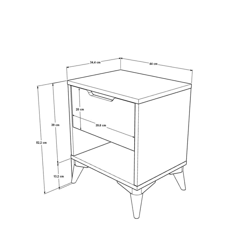 Valren Nattduksbord 44x52,2x34,4 cm - Ek och vit - Möbler - Sovrum - Sängbord