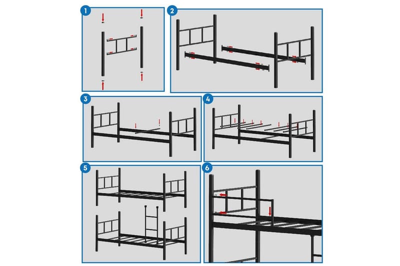 Våningssäng Defneia Svart - Svart - Möbler - Sovrum - Sängram & sängstomme